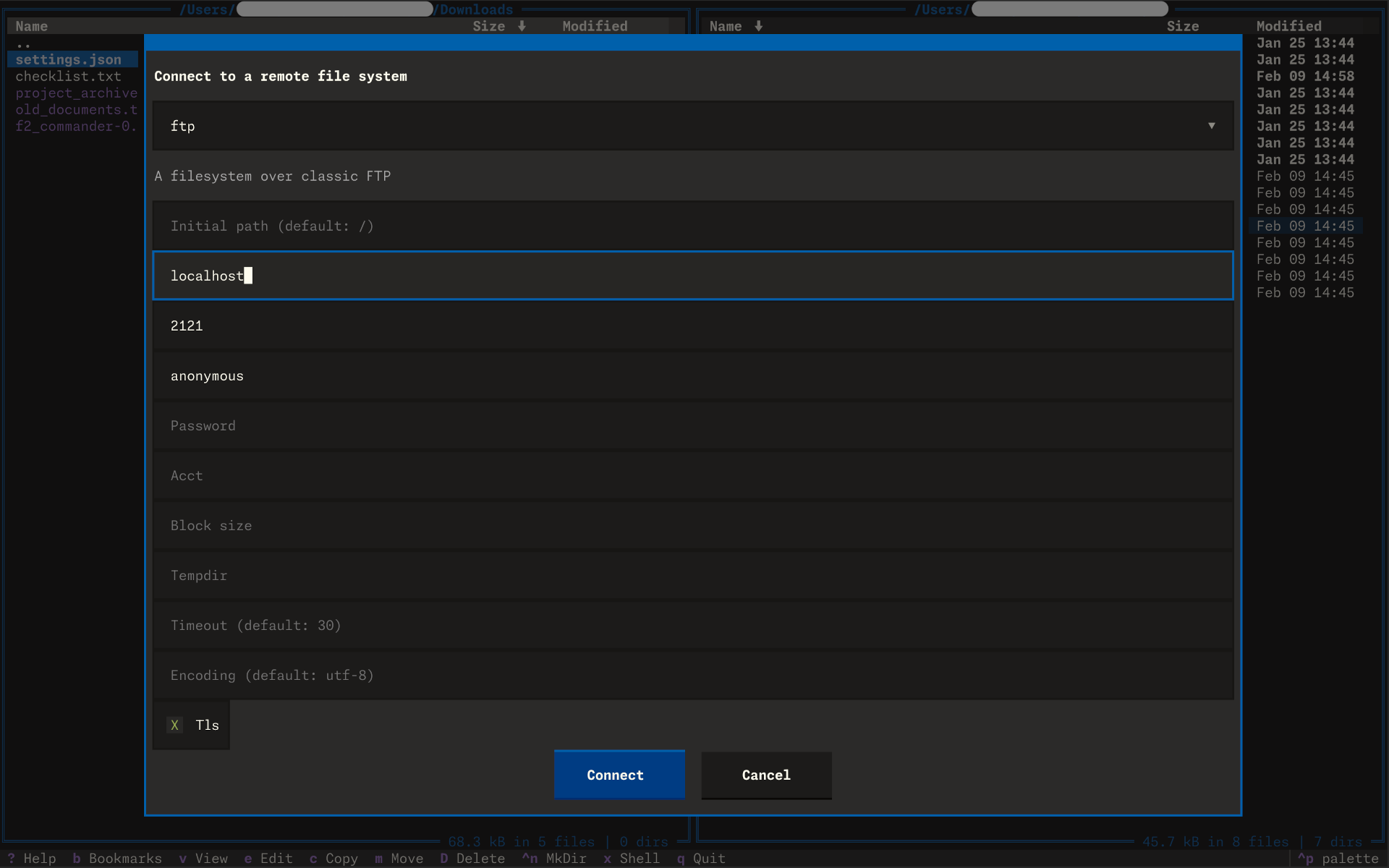 Remote file system conection