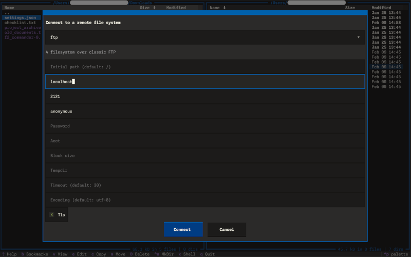 Remote file system conection